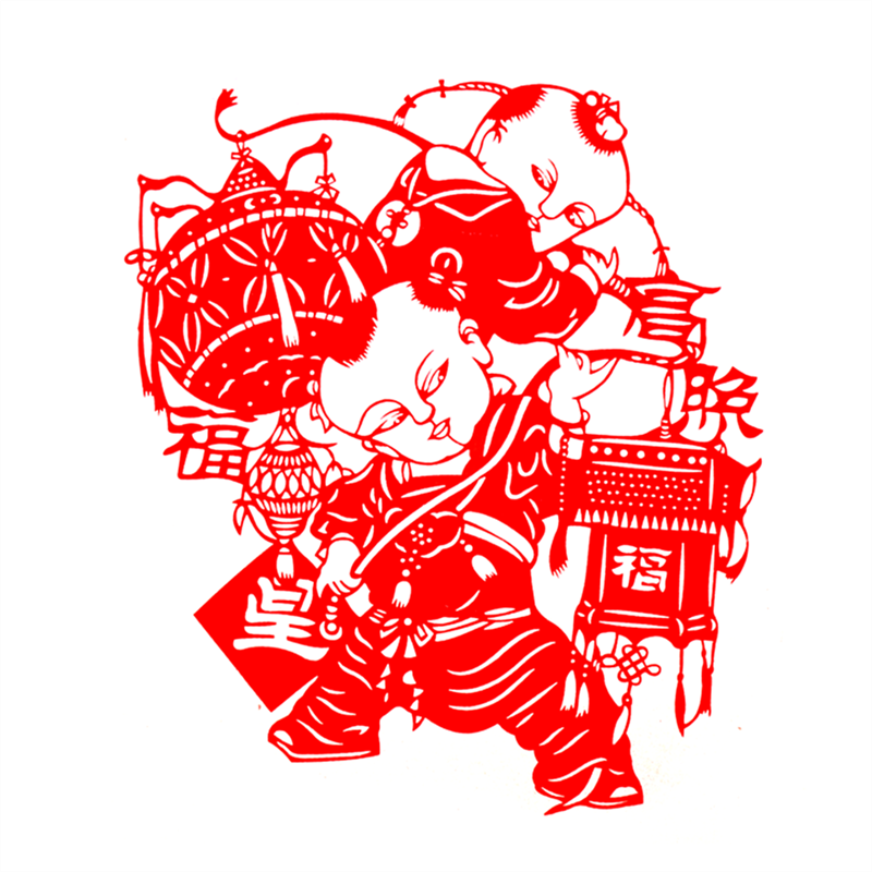 非物质文化遗产中国民间艺术剪纸窗花纯手工中国风福娃礼品送老外