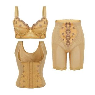 美容院身材管理器美体塑身内衣无痕紧身减肚子黑色金色无袖 腰背夹