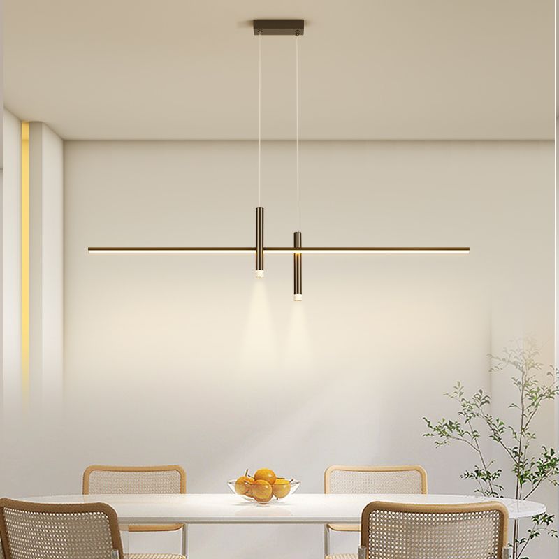 餐厅设计师长简简约吊灯现代饭厅射灯餐桌吊灯吧台新款极条带创意图片