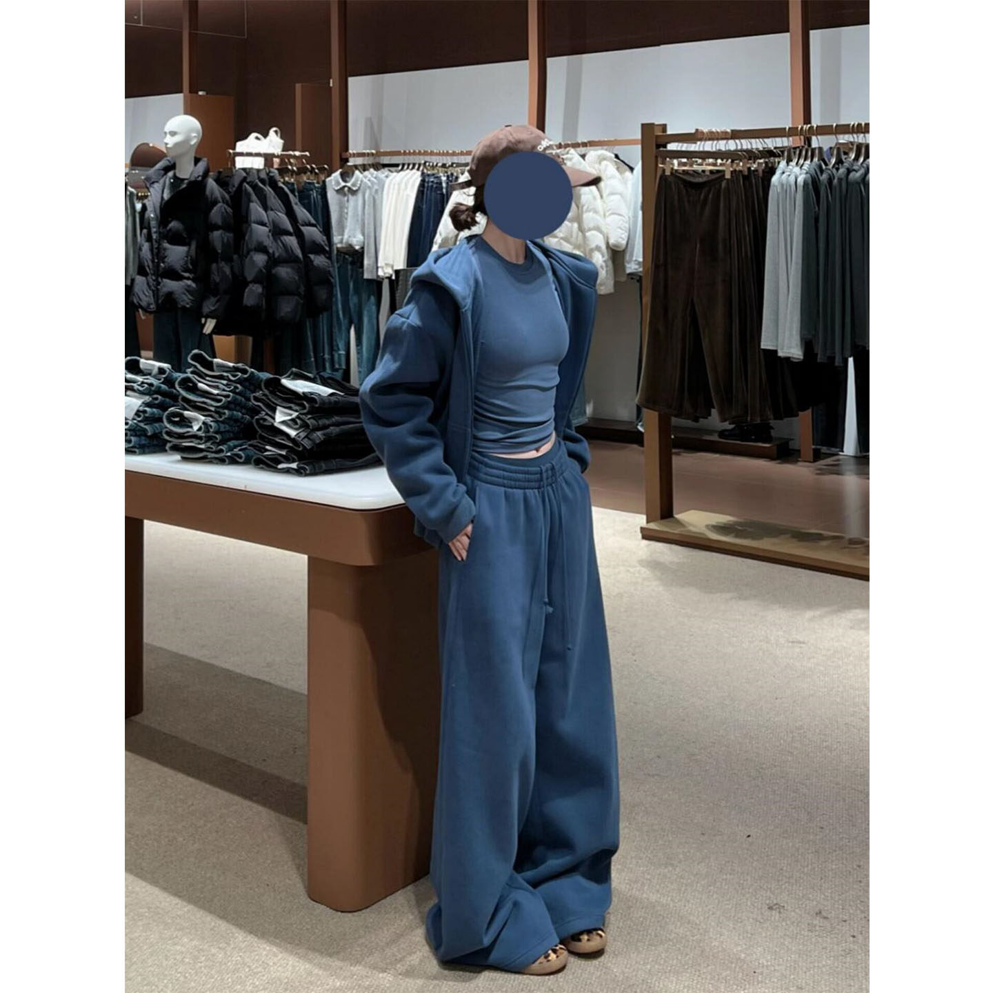 纯棉运动服套装女秋冬加绒加厚宽时尚套装