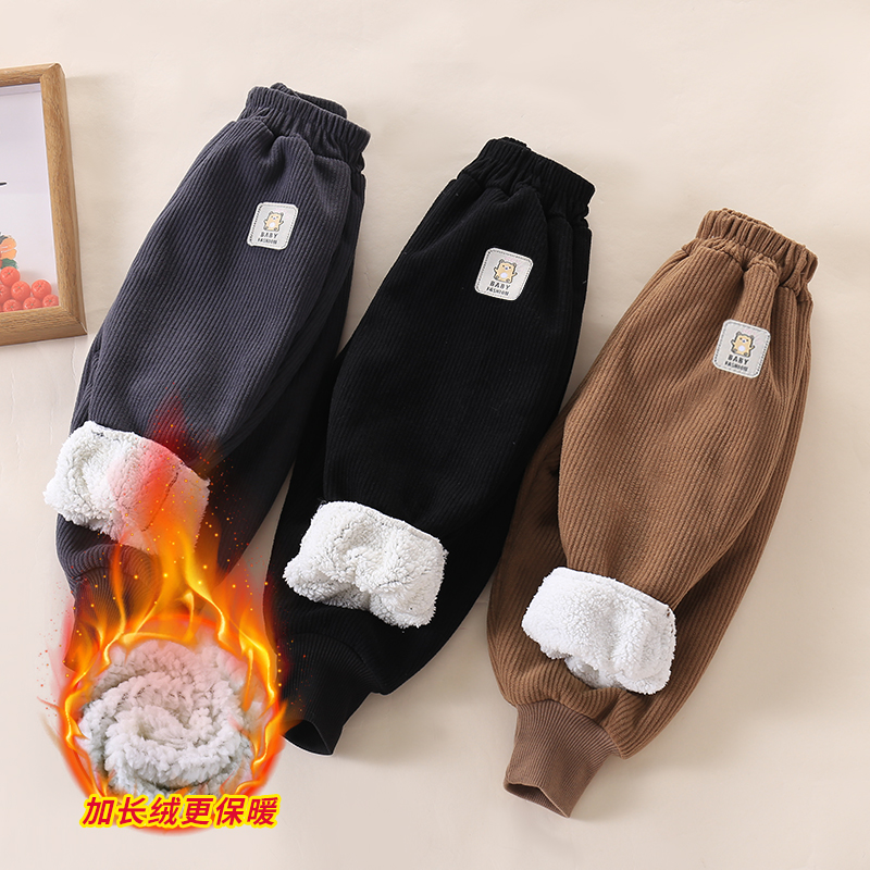 小还美加绒保暖男童女童百搭卫裤