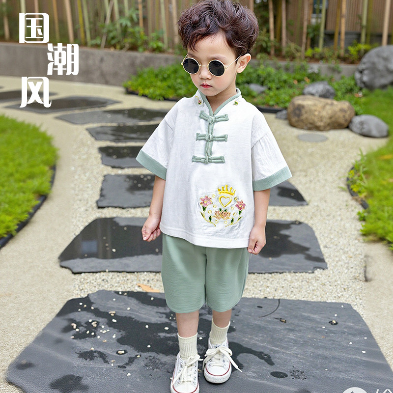 儿童套装新中式夏季男童女童透气唐装