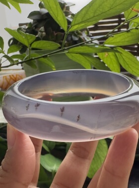 花语玉髓 天然巴西帝王紫意境景观玛瑙手镯加宽加厚版60mm