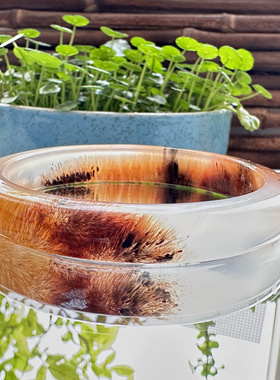 花语玉髓 天然海洋玉髓马料金发丝玛瑙手镯59.5圈口