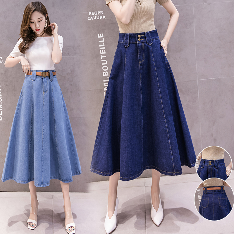 牛仔半身女中长款2020春装新款复古高腰a型长裙大码显瘦大摆伞裙|msdalam kategori Butik wanita / wanita, skirt - dari Buy2taobao.com untuk memberikan perkhidmatan ejen Taobao profesional membeli