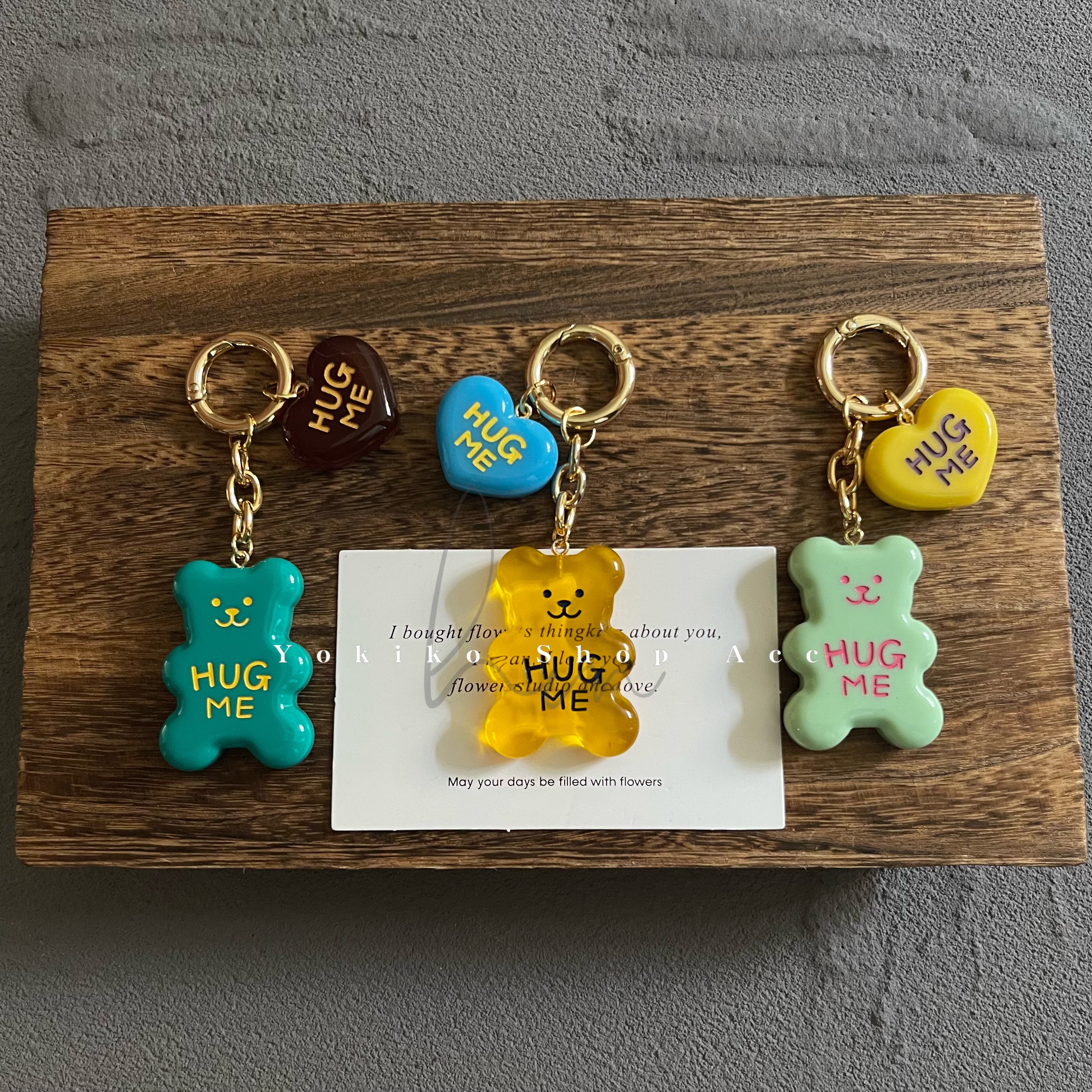 yokikoshop原创设计亚克力撞色小熊钥匙扣背包装饰挂件钥匙链