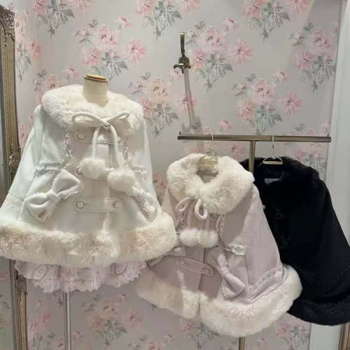 优雅蕾丝花边蝴蝶结斗篷外套