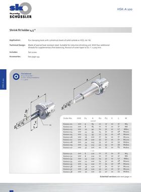 德国旭斯勒SCHOSSLER HSK100A热缩刀柄610021-68  HSK100A-20-160