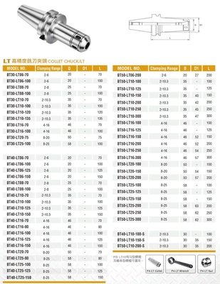 台湾仂刚LK BT40-LT10-100高精度刀柄 LT10高精度筒夹D35轴承扳手