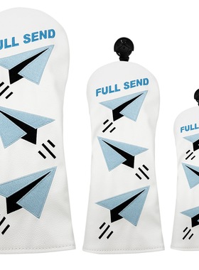 高尔夫木杆套1/3/5号 纸飞机刺绣FULL SEND杆头套球杆保护套通用