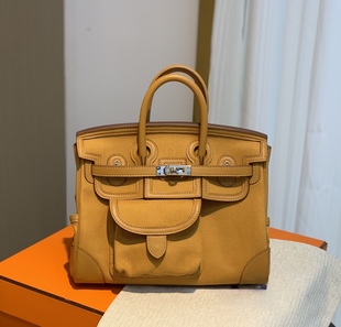 cargo牛皮拼帆布包蜡线手缝铂金包BK手提女包女士2022新款奢侈品