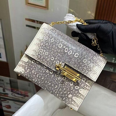 原厂蜥蜴皮原花色手枪包插稍包Verrou小号mini女士单肩包链条手工