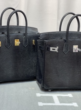 高档蜥蜴皮bk铂金包25女士手提包高档女包带锁皮包欧美时尚黑色