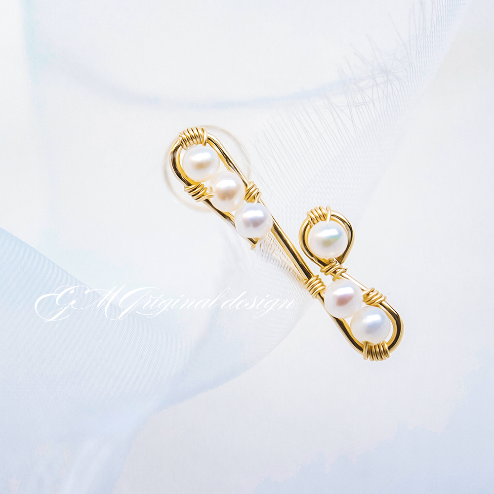 小众师师原创天然珍珠耳夹女进口