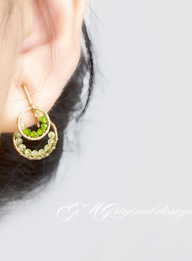 egM原创手作绿色u形耳夹无耳洞耳骨夹清新日韩耳环女夏季高级感