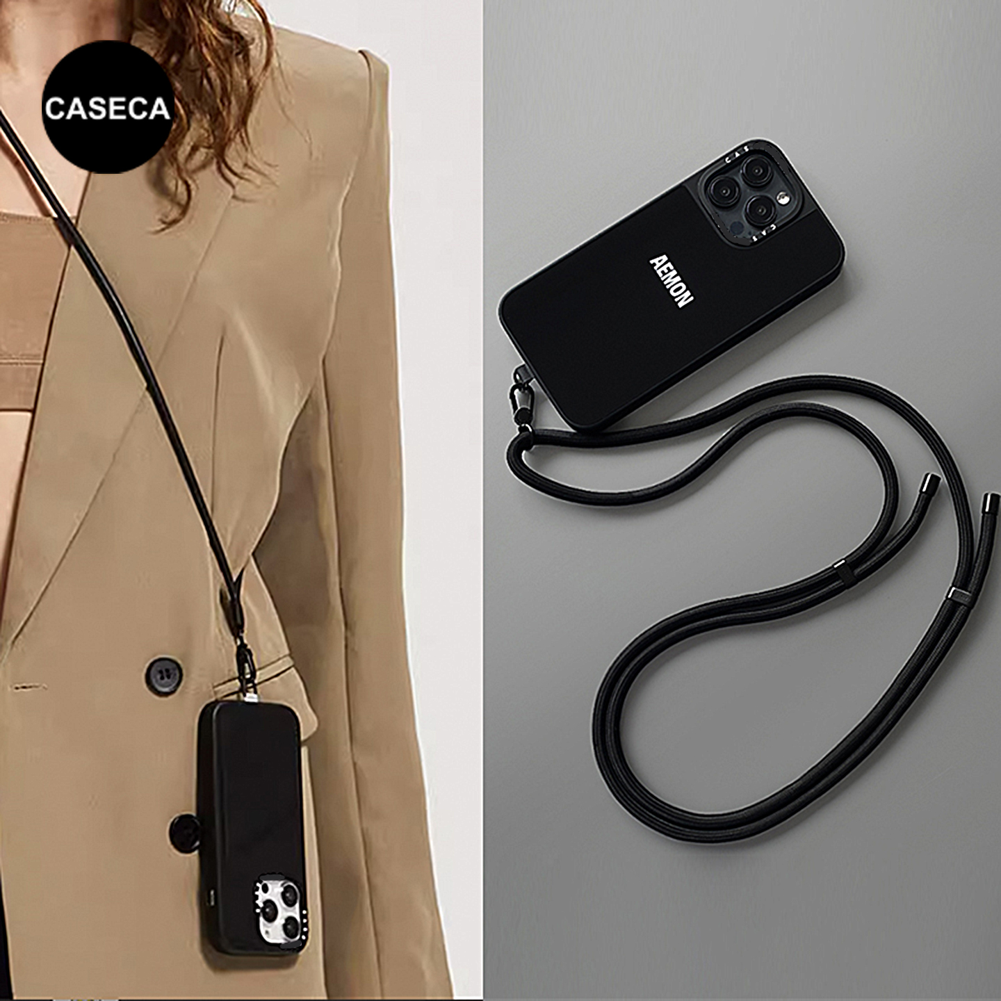 手机挂绳case编织带垫片结实时尚精致高级感女可调节斜挎可背挂脖