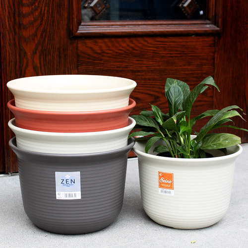 爱丽思矮款加厚树脂塑料仿陶瓷中钵种花盆室外庭院圆口绿植盆p169