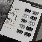 正品 束色美甲10色黑曜石晶石猫眼胶小套系冰透色美甲套装