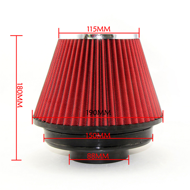 汽车改装高流量进气管89mm口径冬茹头空滤150mm通用蘑菇头空气滤