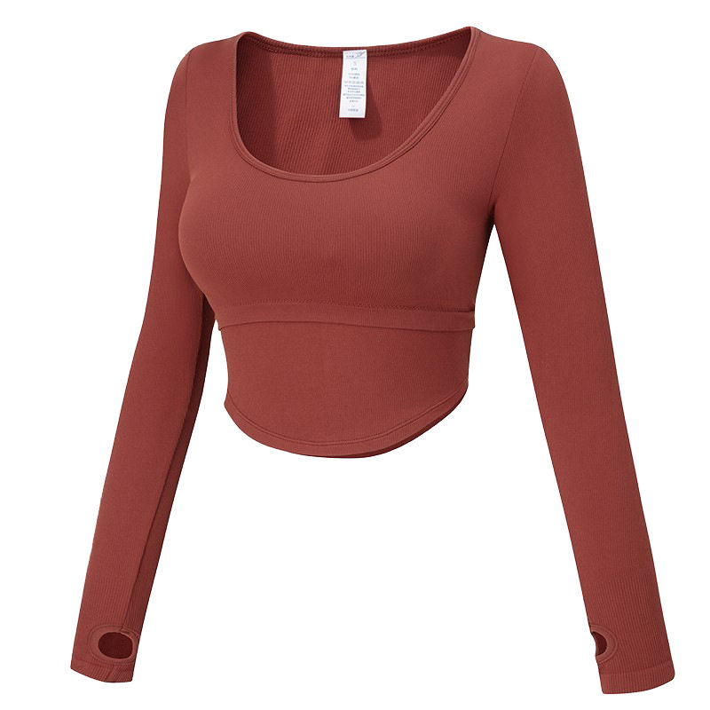 2025新款含胸垫瑜伽服女长袖休闲跑步T恤健身运动上衣弹力紧身速,运动/瑜伽/健身/球迷用品,瑜伽套装,淘宝优惠券,粉丝福利购,淘宝优惠卷