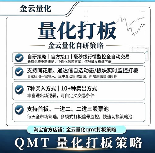 qmt量化打板策略同花顺通达信自选板块监控打板扫板排版自动打板