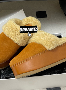 2025新款羊皮毛一体圆头厚底拖鞋女外穿加厚圆头女鞋圆头保暖包邮