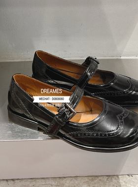 复古一字扣带玛丽珍平底皮鞋牛皮圆头女单鞋欧洲站2024新款包邮女