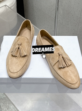 2025新款羊皮流苏乐福鞋女平底一脚蹬懒人豆豆鞋驾车鞋孕妇鞋包邮