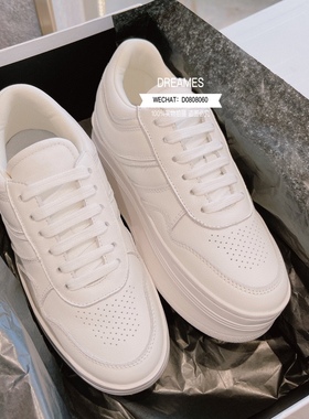 头层牛皮小白鞋厚底鞋松糕鞋圆头系带女鞋包邮欧洲站2025春夏新款