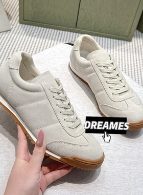 2025新款牛皮圆头平底德训鞋女休闲运动鞋女鞋子女鞋子女平底包邮