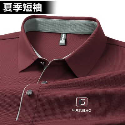 夏季+短袖+冰丝+翻领+Polo衫