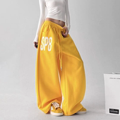 复古垂感宽松休闲运动卫裤 男纯棉新款 嘻哈街舞直筒阔腿裤 美式 长裤