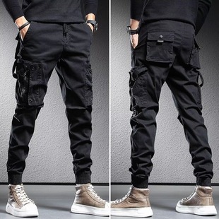 多口袋劳保耐磨长裤 纯棉工装 束脚运动裤 男宽松潮牌直筒休闲裤 潮 裤