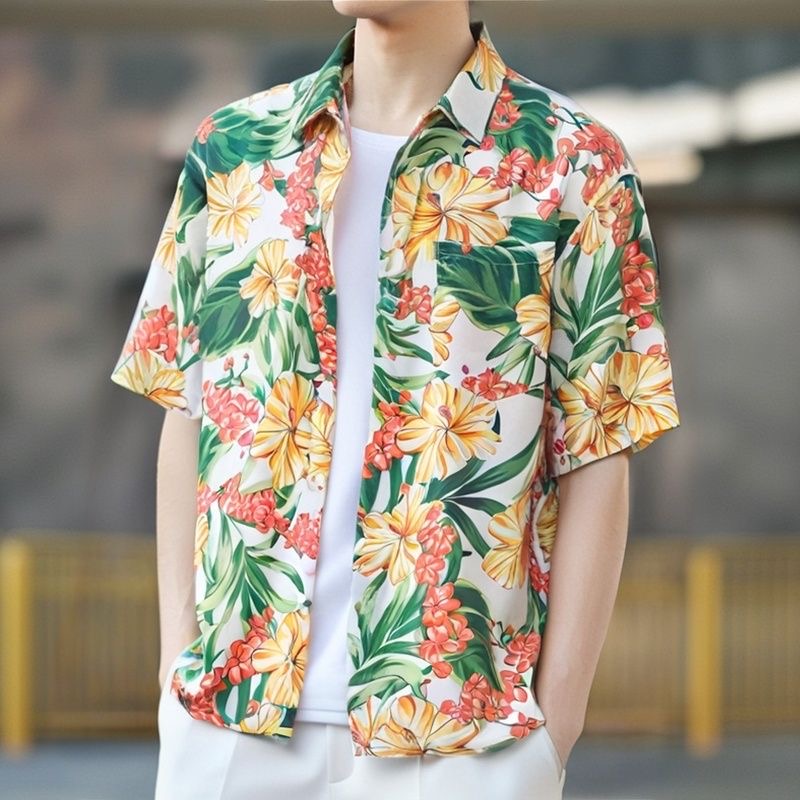 翻领+冰丝+宽松+潮流+翠花衬衫