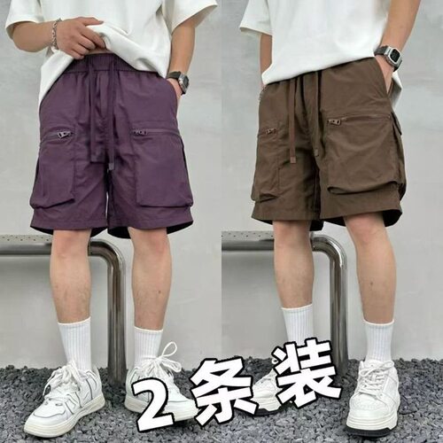 宽松+多口袋+工装+速干+休闲短裤
