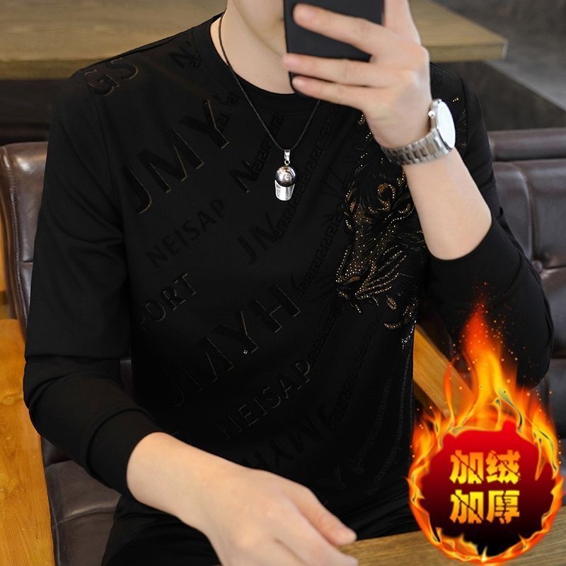 圆领+潮流+印花+加绒+保暖+卫衣