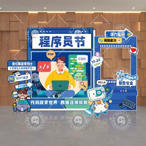 1024程序员互联网公司构架师软件开发拍照节日布置背景墙道具KT板