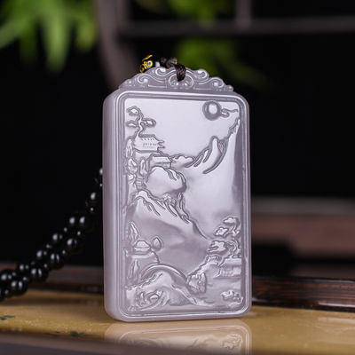 新疆和田玉山水牌子吊坠