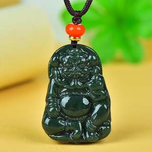 正品新疆和田青玉招财纳福钟馗吊坠男女天然玉石雕刻项链挂件证书