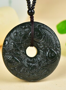 新疆和田玉鲤鱼吊坠保真青玉项链