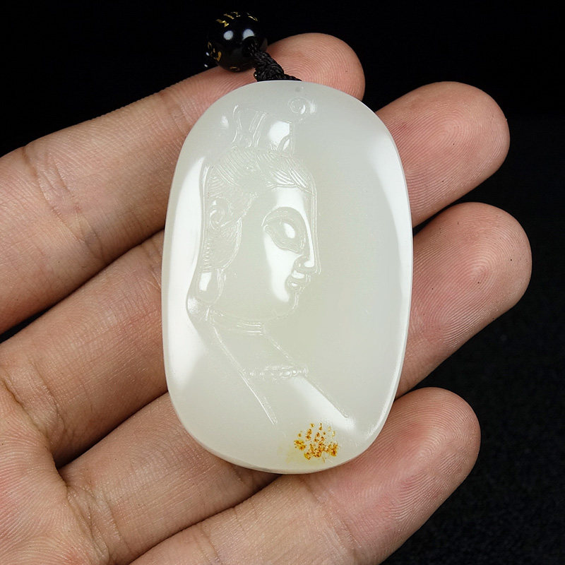 和田玉籽料观音吊坠羊脂白玉观音挂件玉坠玉石观音玉牌男女项链坠