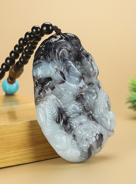 新疆和田玉青花龙手把件生肖龙把件游龙戏珠男女双面雕刻玉石玩件