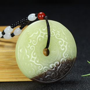 新疆和田玉糖黄口平安扣吊坠男女款玉坠仿古和氏璧挂件玉佩玉项链