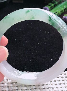 实拍A货翡翠55.5/12.6/8.6老坑冰透起胶冰飘花手镯平安镯平安镯