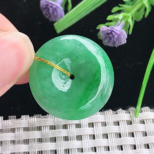 6老坑精美温润阳绿满绿平安扣吊坠翡翠玉扣挂件 实拍A货翡翠25.5