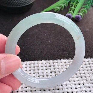 实拍A货翡翠52.5/8.3/8.6老坑冰胶水灵冰晴圆条手镯翡翠玉镯女款