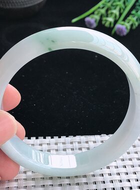 实拍天然翡翠58.5/12.3/7.5老坑精美温润飘花手镯翡翠玉镯手环