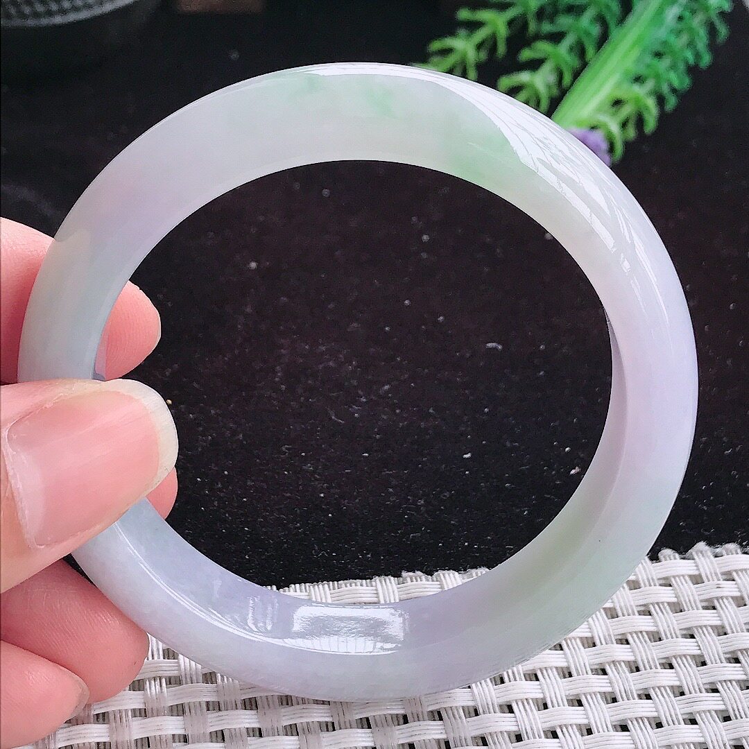 自然光55.5/12.8/8.5老坑温润淡雅紫罗兰手镯平安镯玉镯美人镯