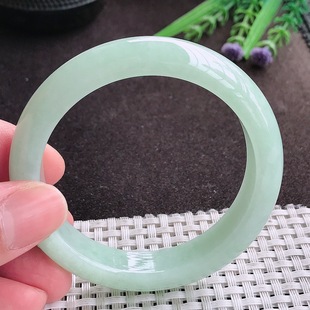 实拍A货翡翠55/12.6/8.5老坑冰润水灵冰晴绿满绿手镯宽边翡翠玉镯