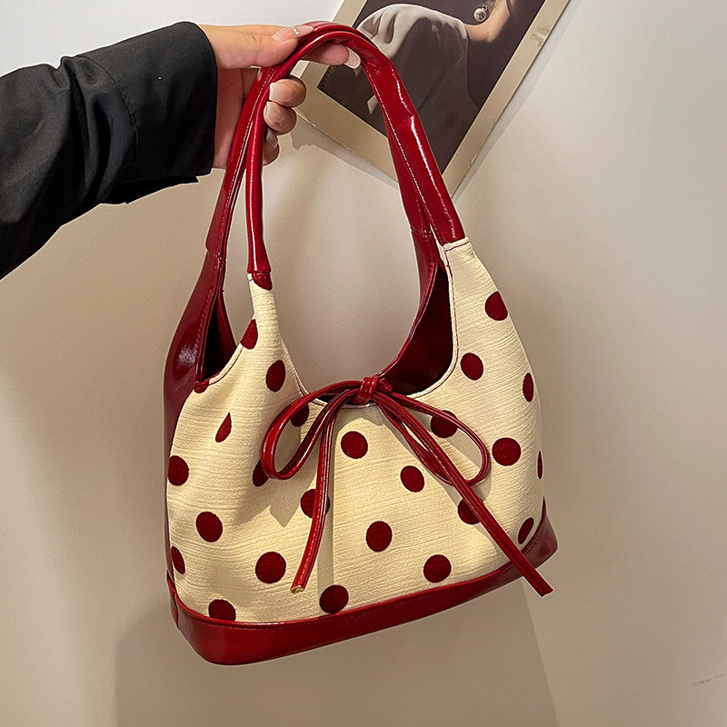 帆布休闲包包女式2025新款潮夏天超火波点单肩包大容量通勤托特包,箱包皮具/热销女包/男包,通用款女包,淘宝优惠券,粉丝福利购,淘宝优惠卷